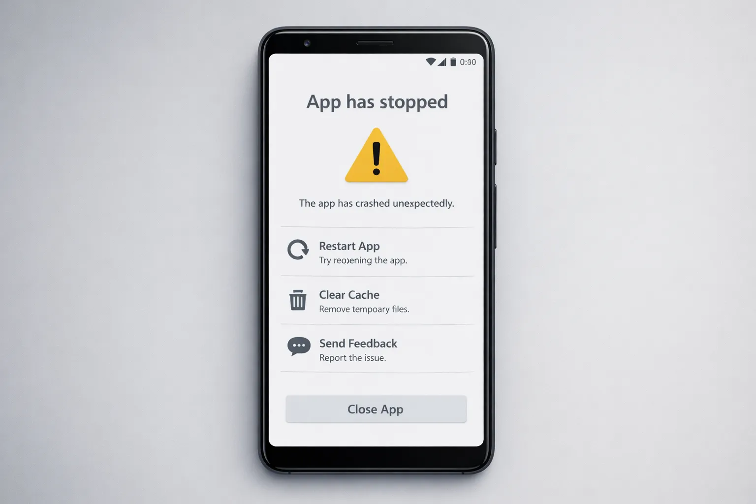 Android app crashing issue and troubleshooting guide illustration